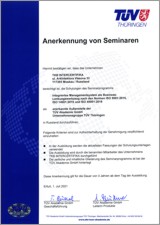 сертификат TÜV Akademie семинара